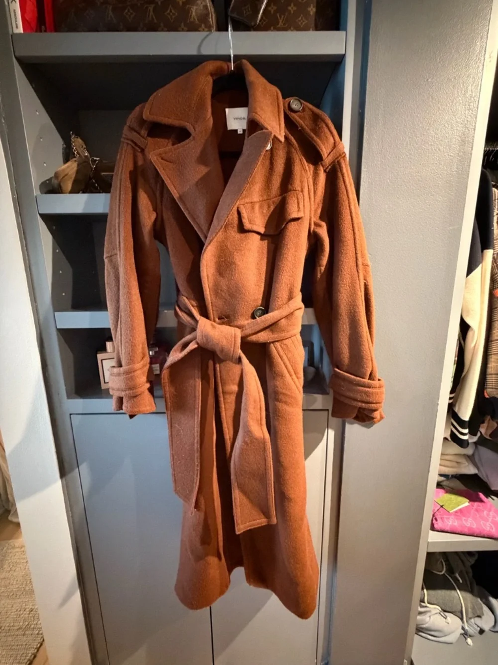 Vince Rust-Brown Wool Blend Coat - Picture 2 of 5